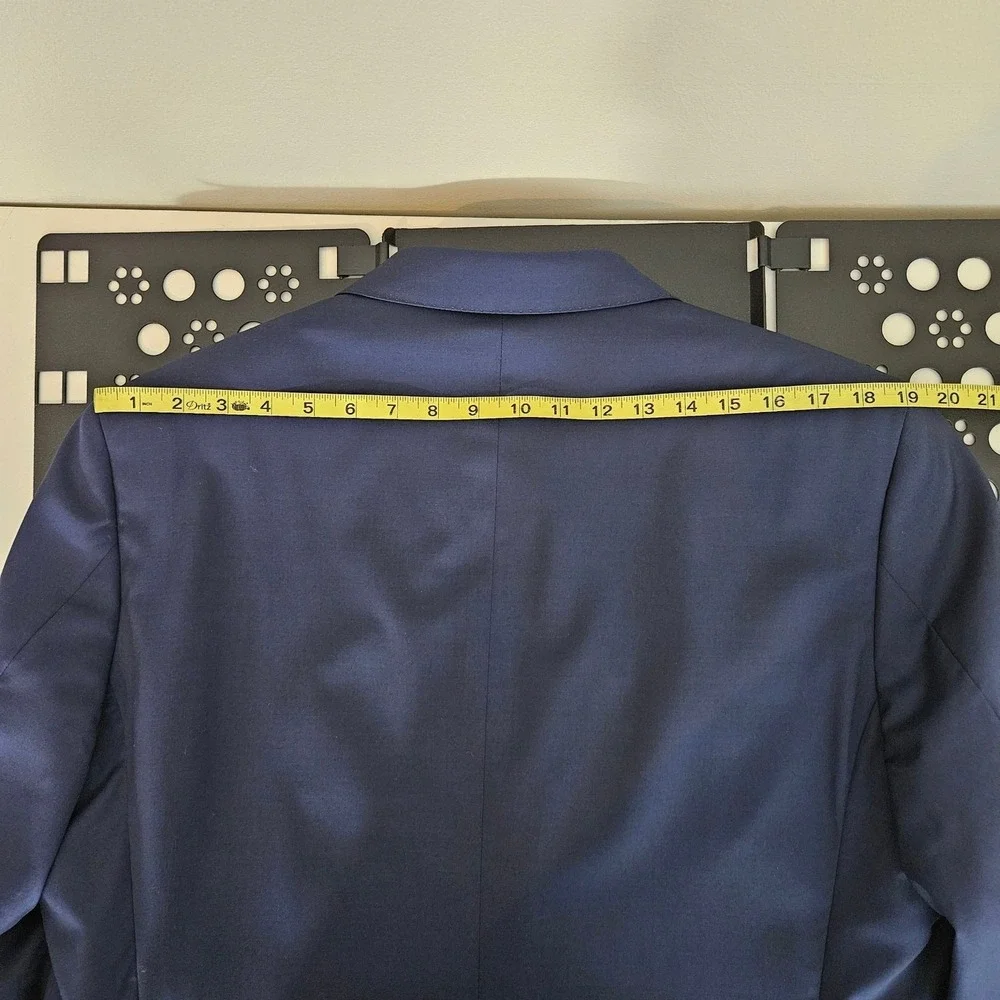Canali Wool Blazer Suit Jacket Coat Navy Blue | US 44 | SMALL HOLE | FLAWS